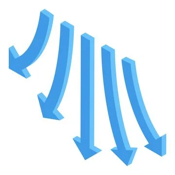 Blue arrows pointing down representing negative trend Stock Illustration