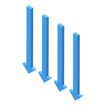 Blue arrows pointing down showing negative trend Stock Illustration