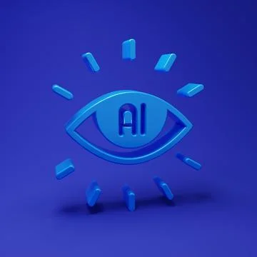 Blue Artificial intelligence AI icon isolated on blue background. Machine l.. Stock Illustration