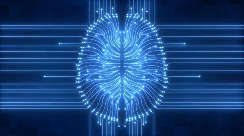 Blue Artificial Intelligence brain image Illustrazione stock