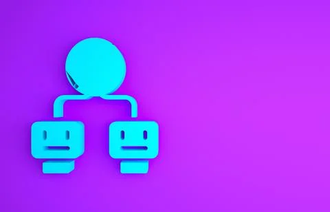 Blue Artificial intelligence icon isolated on purple background. Machine lear Stockillustratie