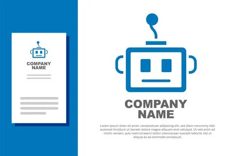 Blue Artificial intelligence robot icon isolated on white background. Machine Stock Illustration