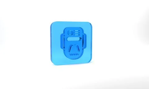Blue Artificial intelligence robot icon isolated on grey background. Machine Illustrazione stock