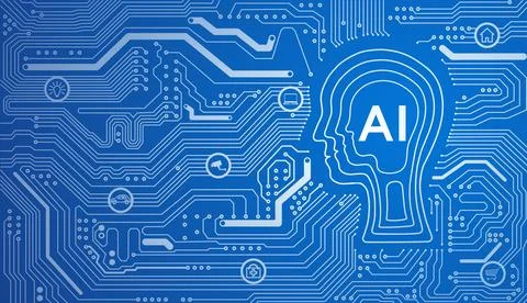 Blue artificial intelligence vector concept illustration	 Stock Illustration