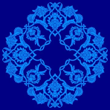 Blue artistic ottoman pattern series fifty three version Stock Illustration