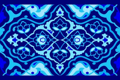 Blue artistic ottoman pattern series fifty seven Stock Illustration