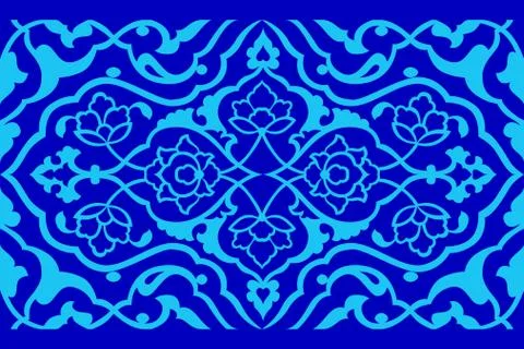 Blue artistic ottoman pattern series fifty six version Stock Illustration