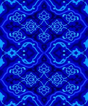 Blue artistic ottoman seamless pattern series fifty sixty two Stock Illustration