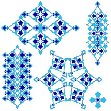 Blue artistic ottoman seamless pattern series sixty four Stock Illustration