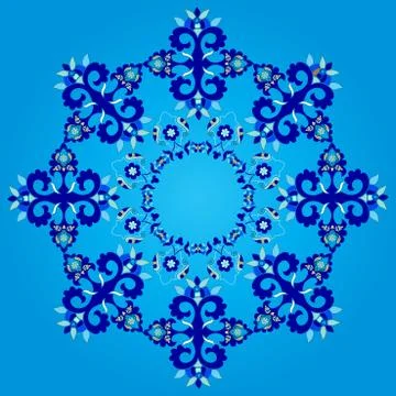 Blue artistic ottoman seamless pattern series sixty three Stock Illustration