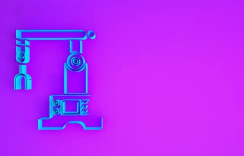 Blue Assembly line icon isolated on purple background. Automatic production c Stock Illustration