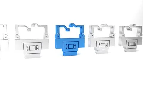 Blue Assembly line icon isolated on white background. Automatic production .. Stock Illustration