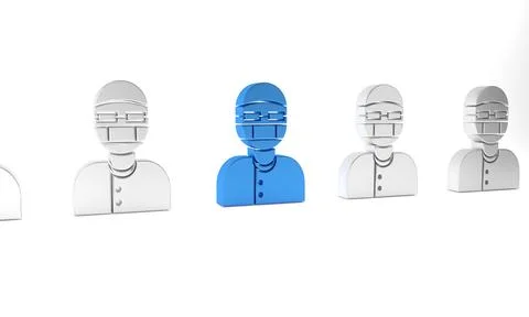 Blue Assistant icon isolated on white background. Minimalism concept. 3D re.. 库存插图