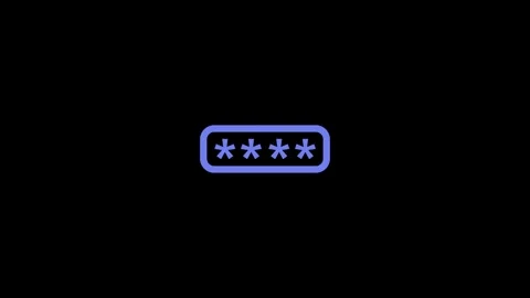 Blue Asterisk Password Input Field Icon on animation Black Background secur.. Stock Footage 321855393