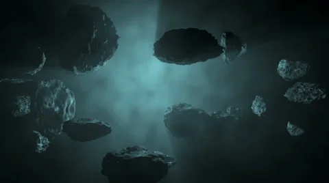 Blue Asteroid Field Stock Footage 42937311