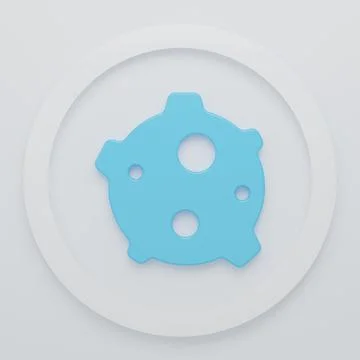 Blue Asteroid icon isolated on white background. Minimalism concept. 3D ren.. Stock Illustration