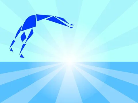 Blue athletic triangle gymnast design Stock Illustration