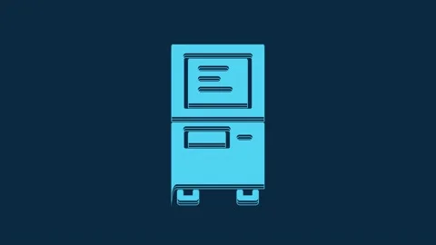 Blue ATM - Automated teller machine icon isolated on blue background. 4K Video Stock Footage 235825612