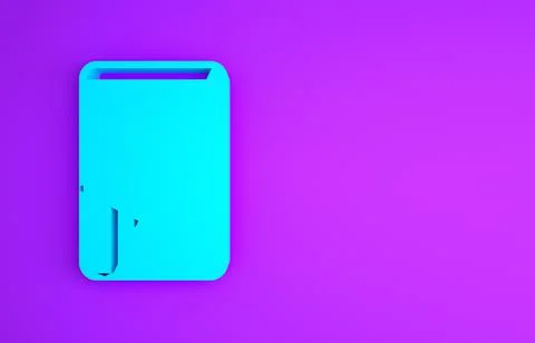 Blue ATM - Automated teller machine and money icon isolated on purple backgro Stock Illustration