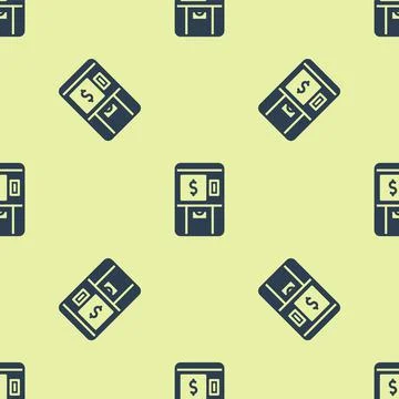 Blue ATM - Automated teller machine and money icon isolated seamless pattern on Stockillustratie