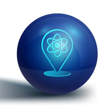 Blue Atom icon isolated on white background. Symbol of science, education Stock Illustration