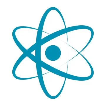 Blue atomic icon. Subatomic. Vector. Stock Illustration