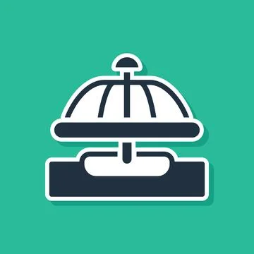 Blue Attraction carousel icon isolated on green background. Amusement park Illustrazione stock