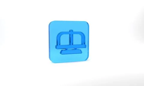 Blue Attraction carousel icon isolated on grey background. Amusement park Ilustração Stock