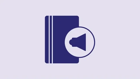 Blue Audio book icon isolated on purple background. Book with headphones. Audio Stock Footage 232837236