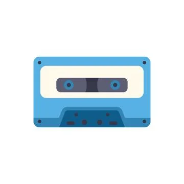 Blue audio cassette tape vector icon illustration Stock Illustration