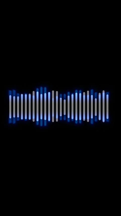 Blue audio equalizer bars background with glowing vertical sound levels, black s Stock Footage 340556546
