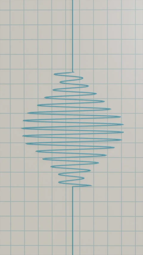 Blue Audio Seamless Vertical Waveform On Squared Paper Background Stock Footage 262759225