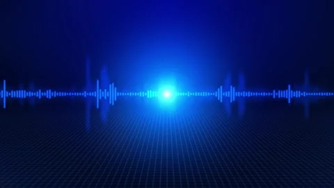 Blue Audio Wave Grid Equalizer with Optical Lens Flare Stock Footage 341140627