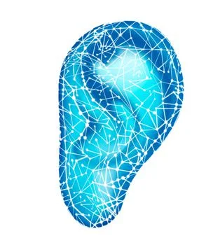 Blue Auditory system 3d Illustration with isolated on white background.Plexus Stock Illustration