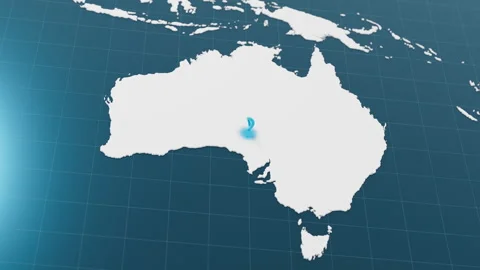 Blue Australia 3d map with pointer pin surrounded with other countries in white 動画素材 313873273