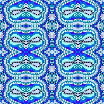 Blue authentic seamless geometry vintage pattern Stock Illustration
