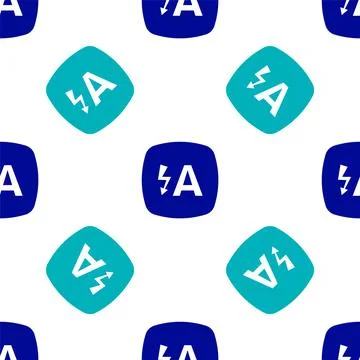 Blue Auto flash icon isolated seamless pattern on white background. Automatic イラスト素材