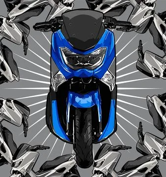 Blue automatic scooter front view Stock Illustration