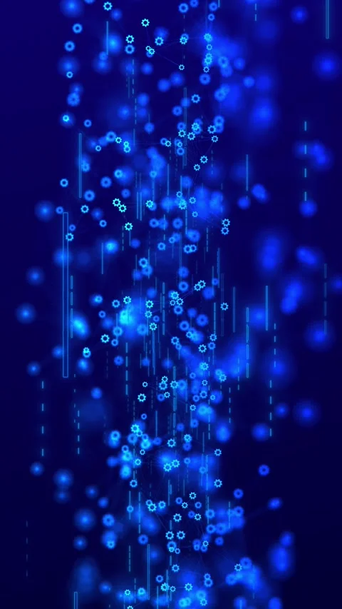 Blue Automation Gear Network With Connected Digital Systems Video stock 341378675
