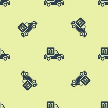 Blue Autonomous artificial Intelligence smart car icon isolated seamless pattern Stock Illustration