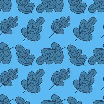 Blue autumn seamless pattern falling leaves purple monochrome color イラスト素材