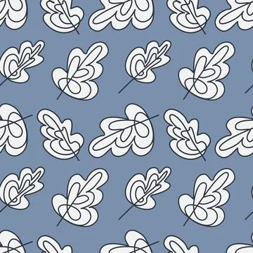Blue autumn seamless pattern falling leaves white purple color Stock Illustration