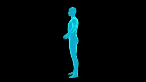 Blue avatar rotates on a black background. Basic shape. Seamless loop. Stock Footage 244562080