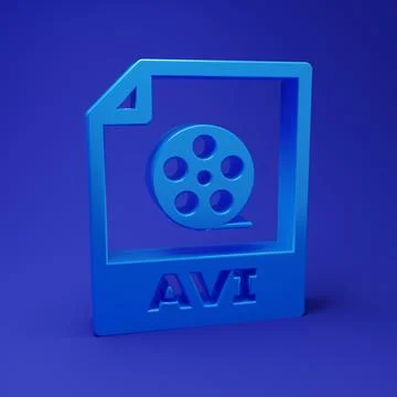 Blue AVI file document. Download avi button icon isolated on blue backgroun.. Illustrazione stock