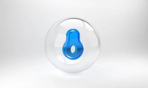 Blue Avocado fruit icon isolated on grey background. Glass circle button. 3D  Stock Illustration