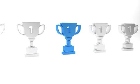 Blue Award cup icon isolated on white background. Winner trophy symbol. Cha.. Stock Illustration