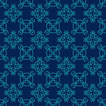 Blue aztec floral fabric pattern Stock Illustration