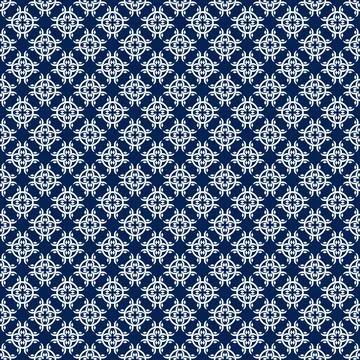 Blue aztec floral  fabric pattern Stock Illustration