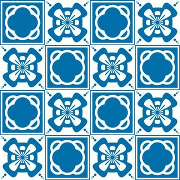Blue Azulejo square pattern portuguese tiles for wall decor, traditional retr Illustrazione stock