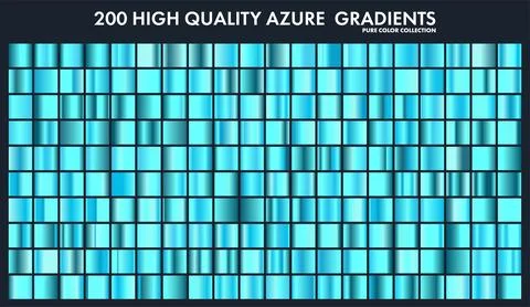 Blue, azure chrome gradient set,pattern,template.Water,sky colors for design Illustrazione stock